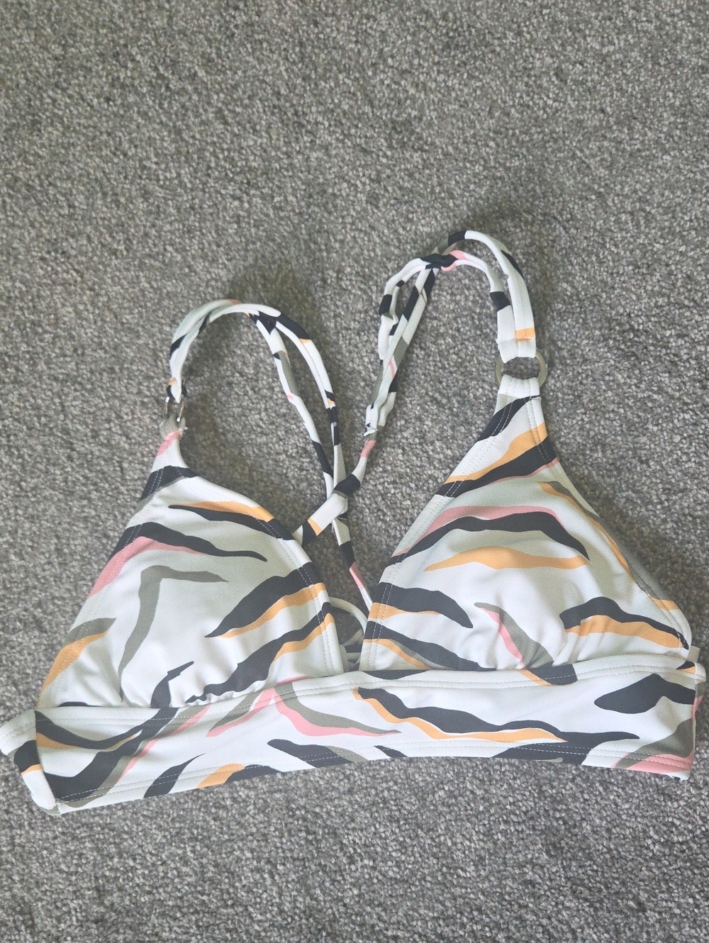 EUC Salt + Cove White Bikini Top with Colorful Zebra Print